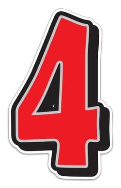 Giant Magnetic Number - Red with Gray Border - 4 - Qty. 1