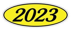 Oval Year Window Sticker - 2023 BLACK on YELLOW - Qty. 12