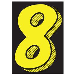 Window Sticker - 7 1/2" Yellow/Black #8 - Qty. 12