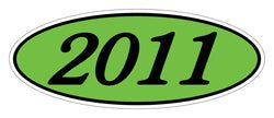 Option – Oval Year Window Sticker - 2011 BLACK on GREEN - Qty. 12