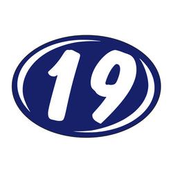 Option – Window Sticker - Rounds - White on Blue - 2019 - Qty. 12