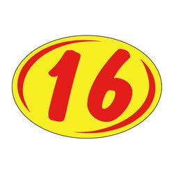 Option – Window Sticker - Rounds - Red on Yellow - 2016 - Qty. 12