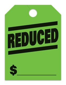Hang Tags - Reduced - Large, Green - Qty. 50