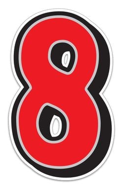 Giant Magnetic Number - Red with Gray Border - 8 - Qty. 1