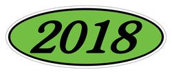 Option – Oval Year Window Sticker - 2018 BLACK on GREEN - Qty. 12