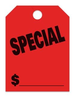 Hang Tags, Special - Large, Red - Qty. 50