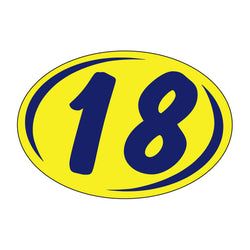 Option – Window Sticker - Rounds - Blue on Yellow - 2018 - Qty. 12