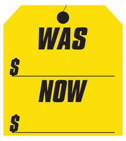 Option – Window Sticker - Hang Tag - Yellow - Was/Now - 9 1/4" x 8 1/2" - Qty. 12