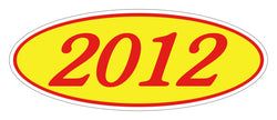 Option – Oval Year Window Sticker - 2012 RED on YELLOW - Qty. 12