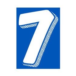 Window Sticker - 7 1/2"  White/Blue #7 - Qty. 12
