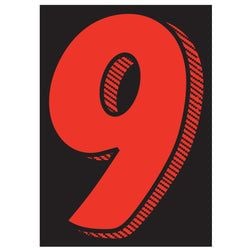 Window Sticker - 7 1/2" Red/Black #9 - Qty. 12