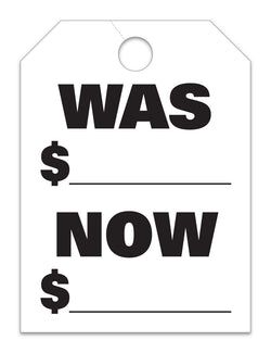 Hang Tags - Was Now - Large, White - Qty. 50