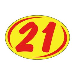Option – Window Sticker - Rounds - Red on Yellow - 2021 - Qty. 12