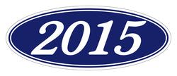 Option – Oval Year Window Sticker - 2015 WHITE on BLUE - Qty. 12