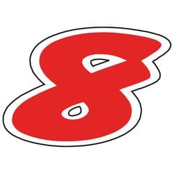Window Sticker - Red & White Die Cut Numbers #8 - Qty. 12