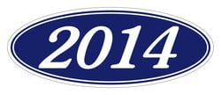 Oval Year Window Sticker - 2014 WHITE on BLUE - Qty. 12