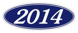 Option – Oval Year Window Sticker - 2014 WHITE on BLUE - Qty. 12