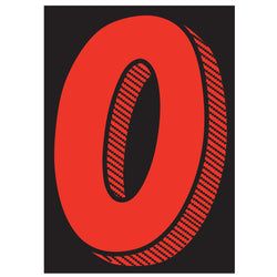 Window Sticker - 7 1/2" Red/Black #0 - Qty. 12