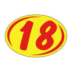 Option – Window Sticker - Rounds - Red on Yellow - 2018 - Qty. 12