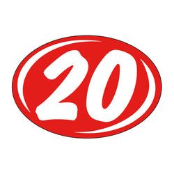 Window Sticker - Rounds - White on Red - 2020 - Qty. 12