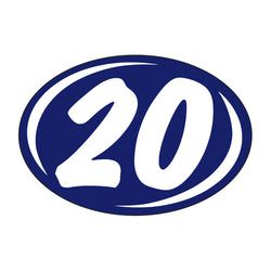 Option – Window Sticker - Rounds - White on Blue - 2020 - Qty. 12