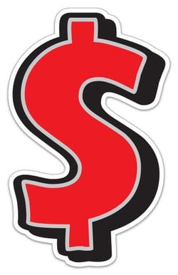 Giant Magnetic Number - Red with Gray Border - "$" - Qty. 1