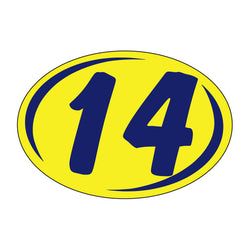 Option – Window Sticker - Rounds - Blue on Yellow - 2014 - Qty. 12