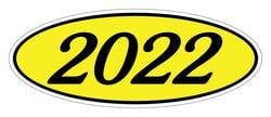 Oval Year Window Sticker - 2022 BLACK on YELLOW - Qty. 12