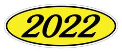 Option – Oval Year Window Sticker - 2022 BLACK on YELLOW - Qty. 12