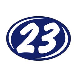 Option – Window Sticker - Rounds - White on Blue - 2023 - Qty. 12