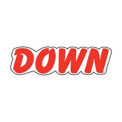 Red & White Die Cut Slogan - Down - Qty. 12