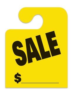 J-Hook Hang Tags - Sale - Large, Yellow - Qty. 50