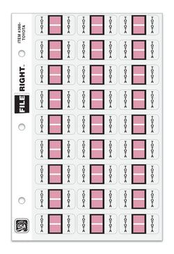 Color-Code Auto-Make TOYOTA, Ring Book, Pkg. of 270 labels