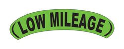Option – Arch Slogan Window Sticker - Low Mileage - Fluorescent Green & Black - Qty.