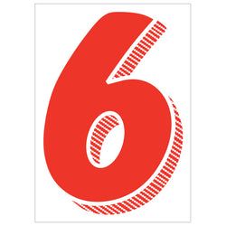 Window Sticker - 7 1/2" Red/White #6 - Qty. 12