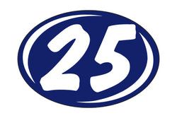 Option – Window Sticker - Rounds - White on Blue - 2025 - Qty. 12