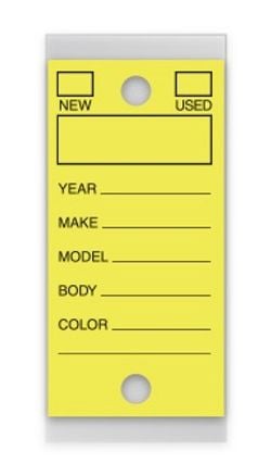 Self-Protect Key Tags - YELLOW # 200 - 250 Per Box With Rings