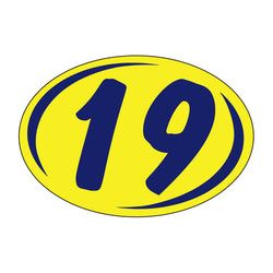 Option – Window Sticker - Rounds - Blue on Yellow - 2019 - Qty. 12