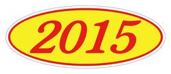 Option – Oval Year Window Sticker - 2015 RED on YELLOW - Qty. 12