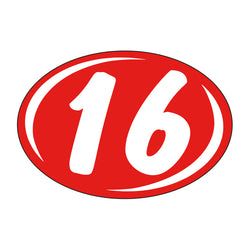 Window Sticker - Rounds - White on Red - 2016 - Qty. 12