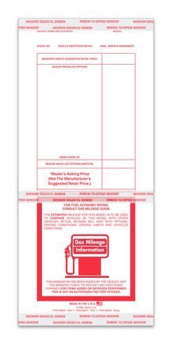 Option – Addendum Sticker - ADD-512 - RED - Qty. 100