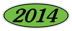 Option – Oval Year Window Sticker - 2014 BLACK on GREEN - Qty. 12