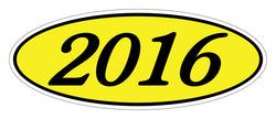 Option – Oval Year Window Sticker - 2016 BLACK on YELLOW - Qty. 12