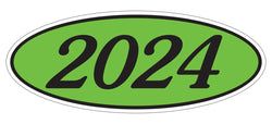 Option – Oval Year Window Sticker - 2024 BLACK on GREEN - Qty. 12