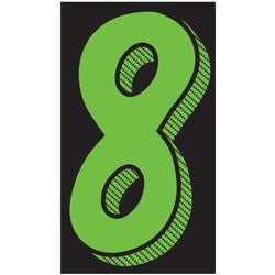 Window Sticker - 11 1/2" Fluor. Green/Black #8 - Qty. 12