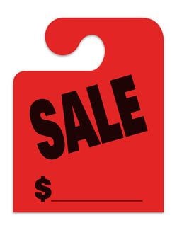 J-Hook Hang Tags - Sale - Large, Red - Qty. 50