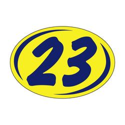 Option – Window Sticker - Rounds - Blue on Yellow - 2023 - Qty. 12