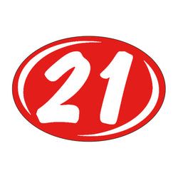 Option – Window Sticker - Rounds - White on Red - 2021 - Qty. 12