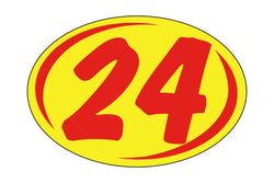 Option – Window Sticker - Rounds - Red on Yellow - 2024 - Qty. 12