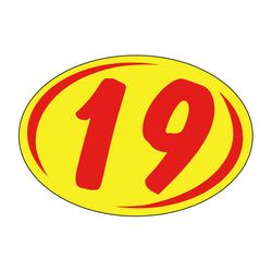 Option – Window Sticker - Rounds - Red on Yellow - 2019 - Qty. 12